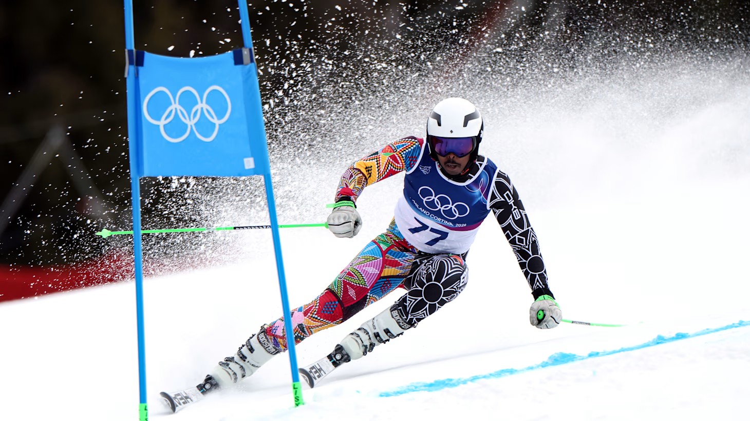 Shannon Abeda competing in Alpine skiing